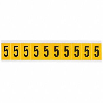 BRADY Number Label 5 1-1/2in.Hx7/8in.W Vinyl, 32ME45