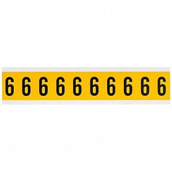 BRADY Number Label 6 1-1/2in.Hx7/8in.W Vinyl, 32ME46
