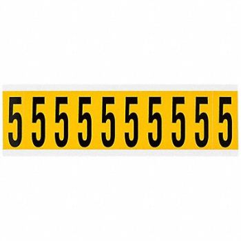 BRADY Number Label 5 2-1/4in.Hx7/8in.W Vinyl, 32ME75
