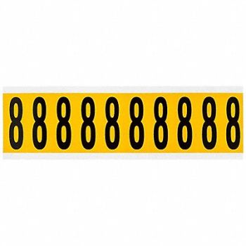 BRADY Number Label 8 2-1/4in.Hx7/8in.W Vinyl, 32ME78