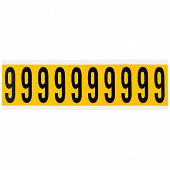 BRADY Number Label 9 2-1/4in.Hx7/8in.W Vinyl, 32ME79