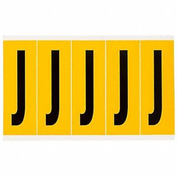 BRADY Letter Label J 5inHx1-3/4inW No Cards 1, 32MF22