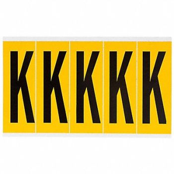 BRADY Letter Label K 5in.Hx1-3/4in.W Vinyl, 32MF23