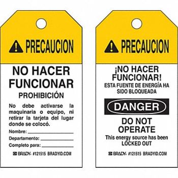 BRADY Caution Tag 5-3/4inHx3inW Cardstock PK25, 32MJ21