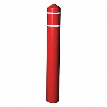 GRAINGER APPROVED Bollard Cover 8in Rd with Wht Stripes, 32NC75