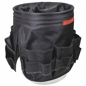 WESTWARD Bucket Tool Organizer Polyester Black, 32PJ51