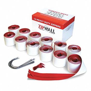 ZIPWALL Dust Barrier Adhesive Zipper 7ft. PK12, 32V059