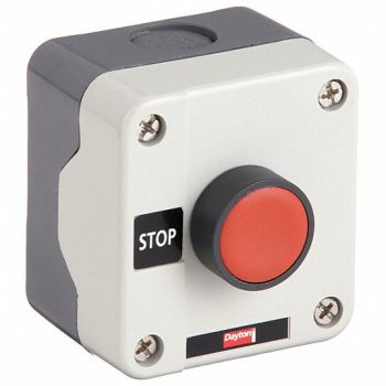 DAYTON Push Button Cntrol Station 1NC Stop 22mm, 32W266