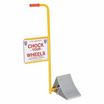 VESTIL Aluminum Wheel Chock With Handle Sign, 32X324