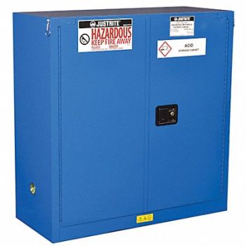 JUSTRITE Haz Material Safety Cabinet 30 Gal Blue, 102XD6