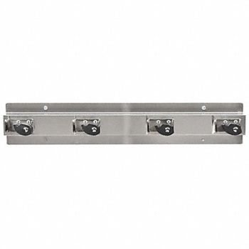 GRAINGER APPROVED Mop and Broom Holder 24 in L Silver, 8TJP2