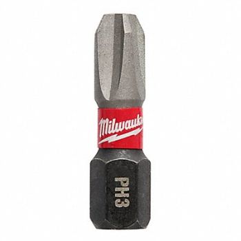 MILWAUKEE Insert Bit 1/4 Phillips #3 1 PK250, 33GM80