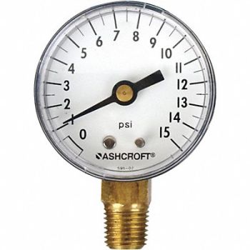 ASHCROFT Gauge Pressure 0 to 15 psi Lower 2 in., 33HP86