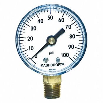 ASHCROFT Gauge Pressure 0 to 100 psi 2 in., 33HP89