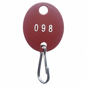 GRAINGER APPROVED Key Tag Numbered 1 to 40 Red PK40, 33J886