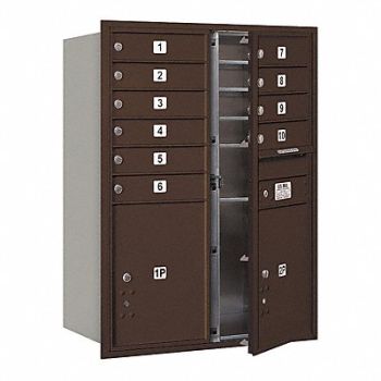 SALSBURY INDUSTRIES Horiz Mailbox USPS 12Dr Bronze FL 41in, 33LR29