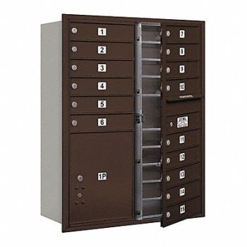 SALSBURY INDUSTRIES Horiz Mailbox USPS 16Dr Bronze FL 41in, 33LU33