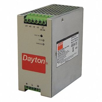 DAYTON Power Supply DIN Rail 240W 24VDC Metal, 33NT13