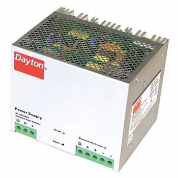 DAYTON Power Supply DIN Rail 480W 24VDC Metal, 33NT14