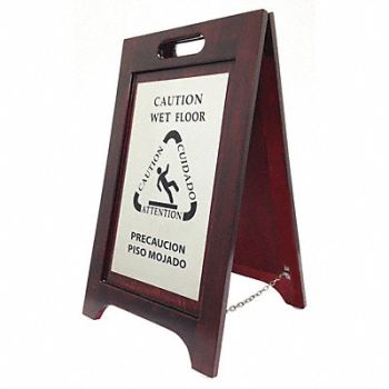 HOSPITALITY 1 SOURCE Wet Floor Sign Walnut Wood 24 in H, 33NW78