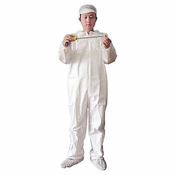 KEYSTONE Collared Coverall Elastic White L PK25, 33UA50