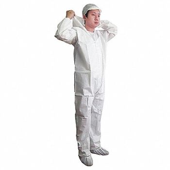 KEYSTONE Hooded Coverall Elastic White XL PK25, 33UA52