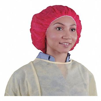 KEYSTONE H9100 Bouffant Cap 24in Red PP PK1000, 33UA79