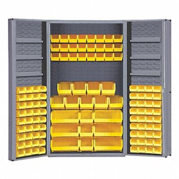 DURHAM MFG Bin Cabinet 72 x48 x24 Gray 114YlwBns, 33VE26