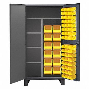 DURHAM MFG Bin Cabinet 78 x36 x24 Gray 60YlwBns, 33VE42
