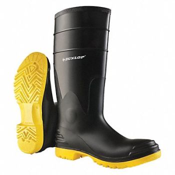 DUNLOP E7181 Rubber Boot Men s 9 Knee Black PR, 8AAN6