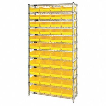 QUANTUM STORAGE SYSTEMS G7063 Bin Shlvng 12inx74inx36in Yellow, 33Z179