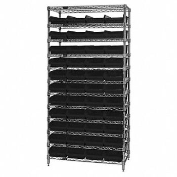 QUANTUM STORAGE SYSTEMS E3959 Bin Shlvng 18inx74inx36in Black, 33Z180