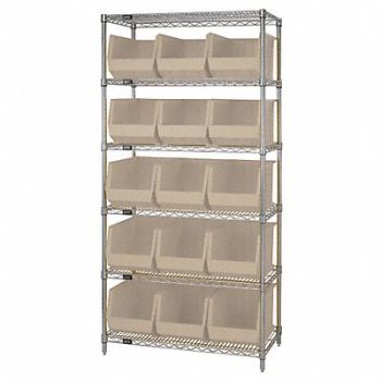 QUANTUM STORAGE SYSTEMS G7064 Bin Shlvng 18inx74inx36in Ivory, 33Z187