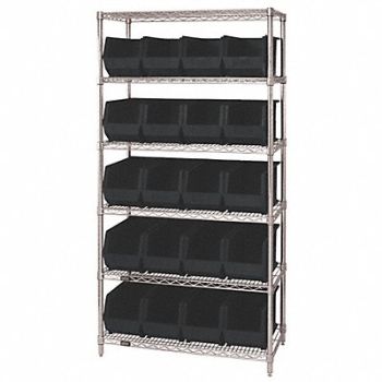 QUANTUM STORAGE SYSTEMS E3963 Bin Shlvng 18inx74inx36in Black, 33Z190