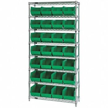 QUANTUM STORAGE SYSTEMS G7065 Bin Shlvng 12inx74inx36in Green, 33Z194