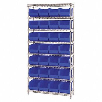 QUANTUM STORAGE SYSTEMS G7066 Bin Shlvng 14inx74inx36in Blue, 33Z199
