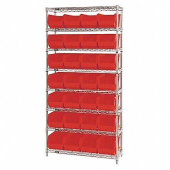 QUANTUM STORAGE SYSTEMS G7066 Bin Shlvng 14inx74inx36in Red, 33Z203