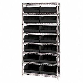 QUANTUM STORAGE SYSTEMS G7067 Bin Shlvng 14inx74inx36in Black, 33Z205