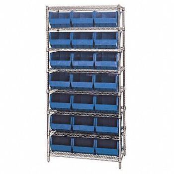 QUANTUM STORAGE SYSTEMS Bin Shlvng 18inx74inx36in Blue, 33Z212
