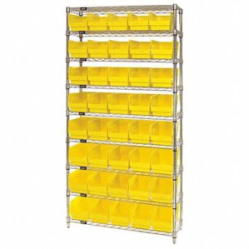QUANTUM STORAGE SYSTEMS G7081 Bin Shlvng 12inx74inx36in Yellow, 33Z222