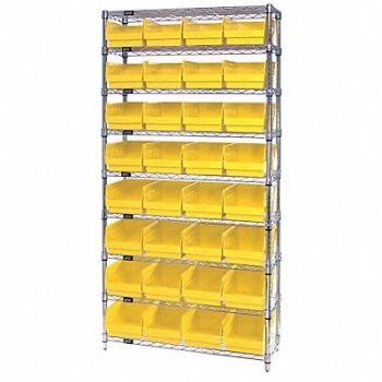 QUANTUM STORAGE SYSTEMS G7085 Bin Shlvng 12inx74inx36in Yellow, 33Z234