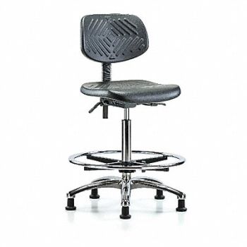BLUE RIDGE ERGONOMICS Poly Chair Chrome High FR Stat Black, 341T28