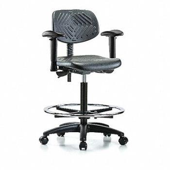 BLUE RIDGE ERGONOMICS Poly Chair High AA FR Casters Black, 341T69