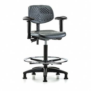 BLUE RIDGE ERGONOMICS Poly Chair High AA FR Glides Black, 341T70