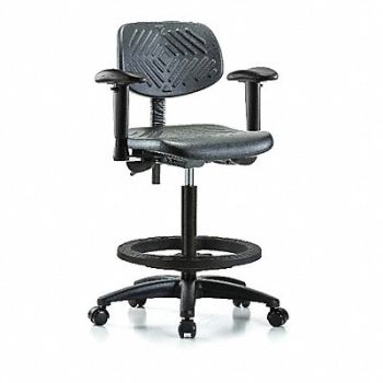 BLUE RIDGE ERGONOMICS Poly Chair High AA FR Casters Black, 341T71