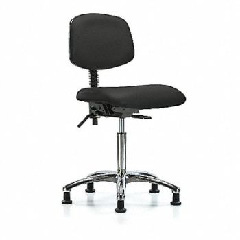 BLUE RIDGE ERGONOMICS Vinyl Chair Chrome Med Glides Black, 342M21