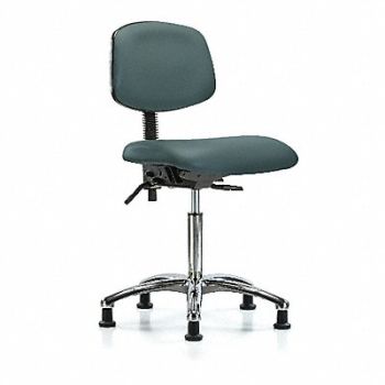 BLUE RIDGE ERGONOMICS Vinyl Chair Chrome Med Glides Blue, 342M23