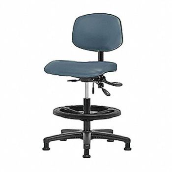 BLUE RIDGE ERGONOMICS Vinyl Chair Med FR Glides Blue, 343L74