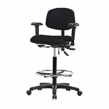 BLUE RIDGE ERGONOMICS Vinyl Chair Hi T AA FR Cast Blk, 343M19