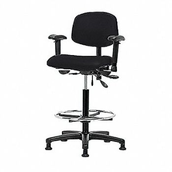 BLUE RIDGE ERGONOMICS Vinyl Chair Hi T AA FR Stat Blk, 343M65
